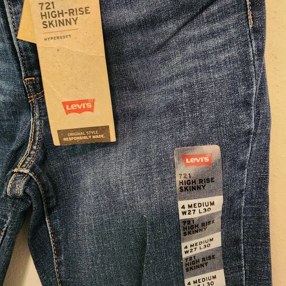 NWT 721 Levi Jeans High Rise Skinny‎ Size 27x30 - Picture 4 of 5
